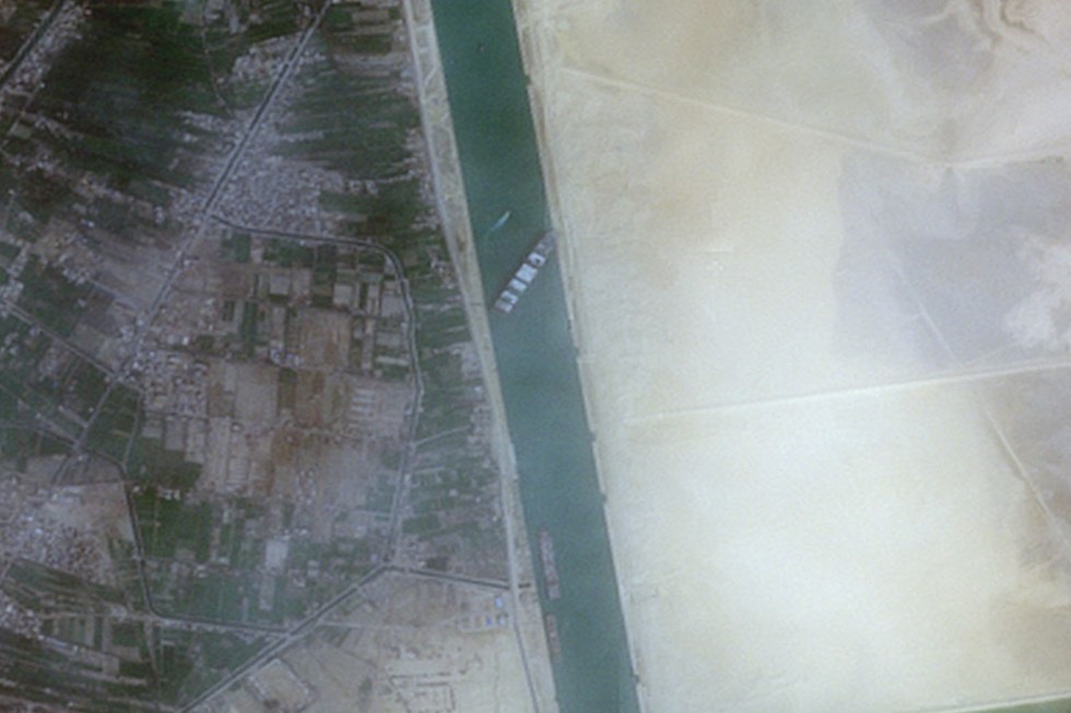 Container ship Ran Aground in Suez Canal